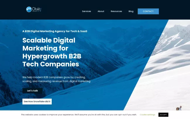 Screenshot of the Obility Website