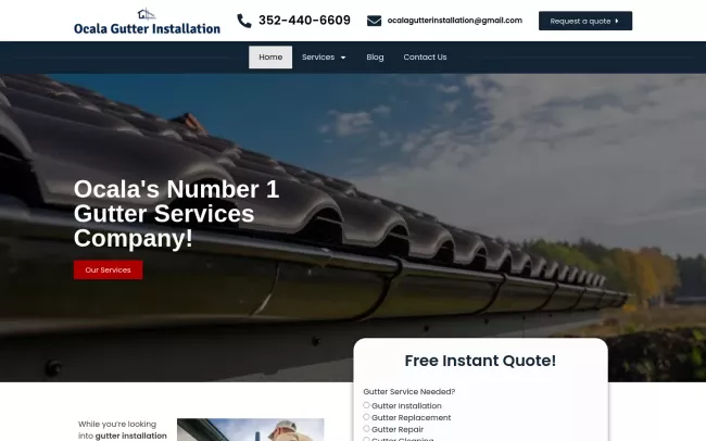 Screenshot of the Ocala Gutter Installation Website