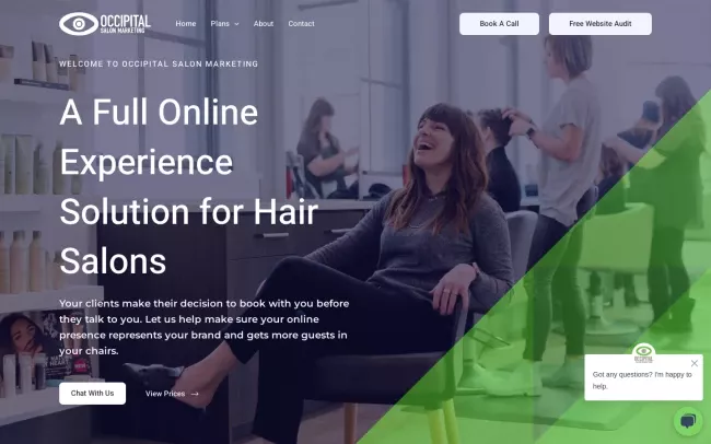 Screenshot of the Occipital Salon Marketing Website