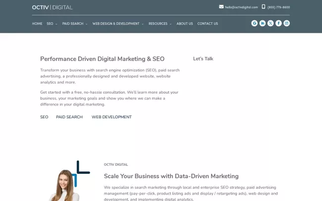 Screenshot of the Octiv Digital Website