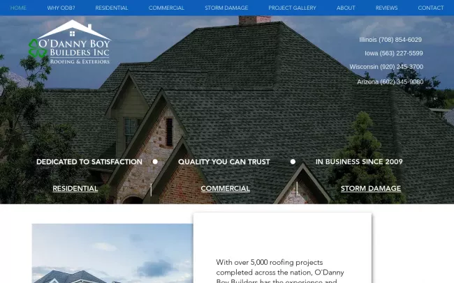Screenshot of the O'Danny Boy Builders, Inc. Website