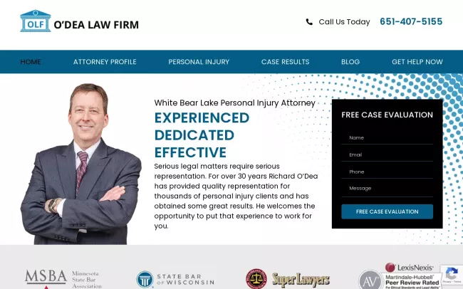 Screenshot of the O'Dea Law Firm Website
