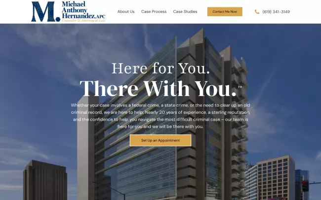 Screenshot of the Law Offices of Michael Anthony Hernandez Website