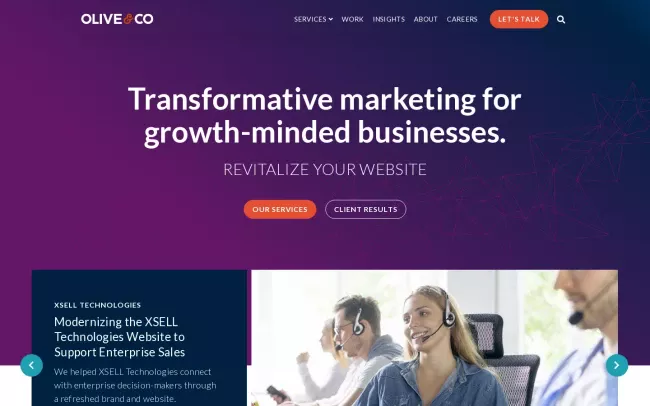 Screenshot of the Olive & Company Website