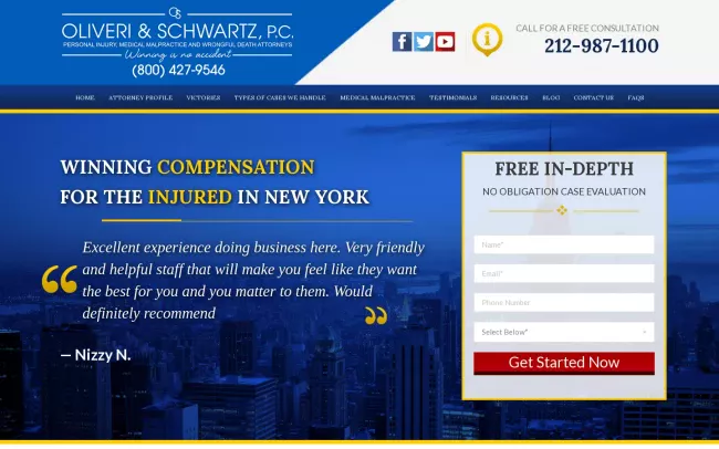 Screenshot of the Oliveri & Schwartz P.C.: Brooklyn Personal Injury Lawyers Website