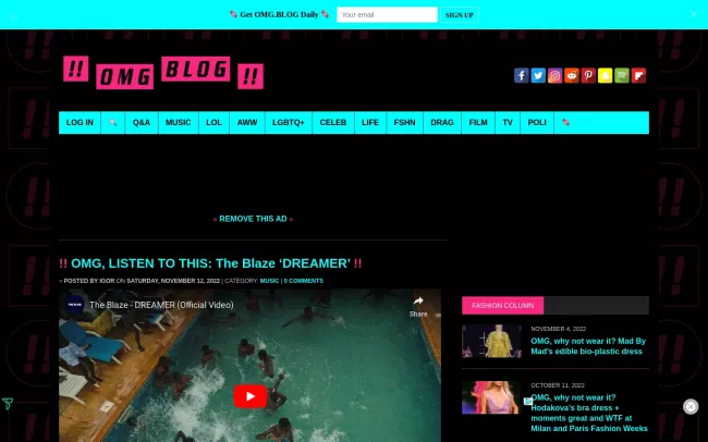 Screenshot of the !! omg blog !!