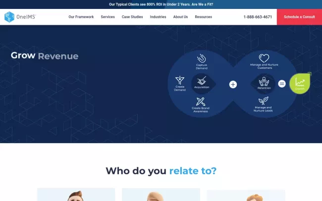 Screenshot of the OneIMS Website