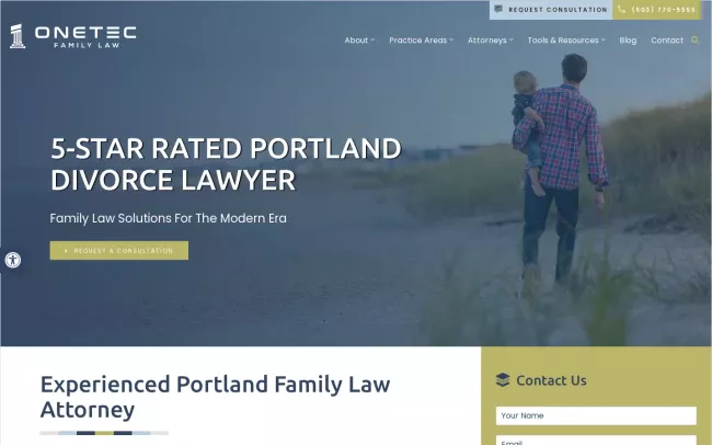 Screenshot of the OneTec Family Law Website