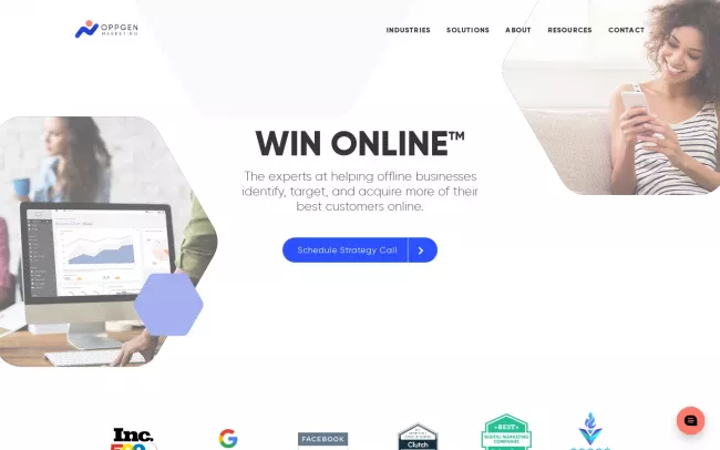Screenshot of the OppGen Marketing Website