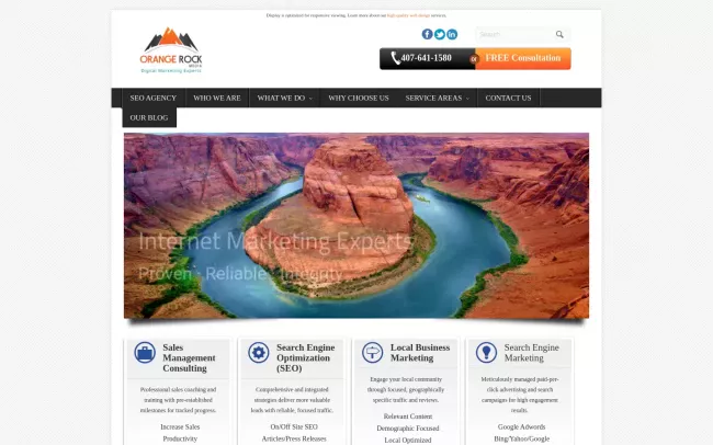 Screenshot of the Orange Rock Media Inc Website