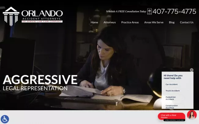 Screenshot of the Orlando Accident Attorneys Website
