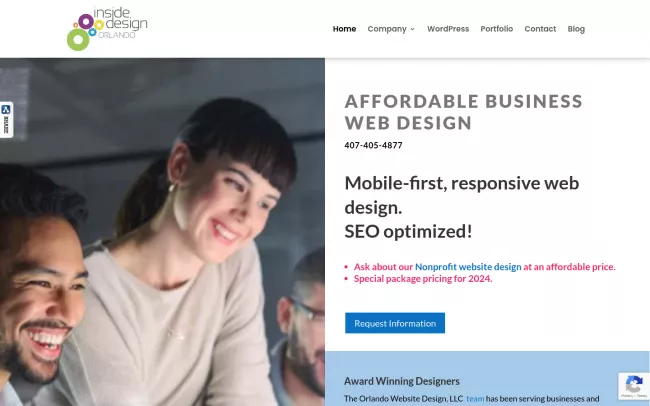 Screenshot of the Orlando Website Design Website