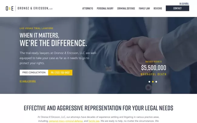 Screenshot of the Oronoz & Ericsson LLC Website