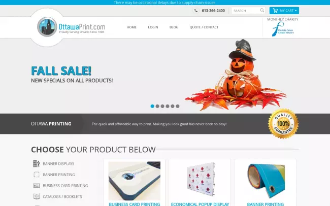 Screenshot of the Ottawa Print Website