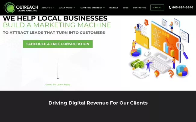 Screenshot of the Outreach Digital Marketing Website