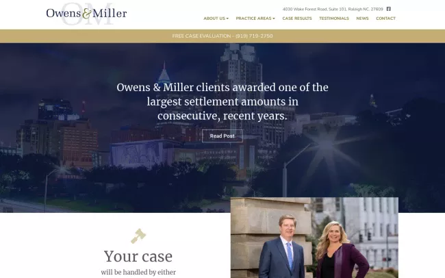 Screenshot of the Owens & Miller PLLC Website