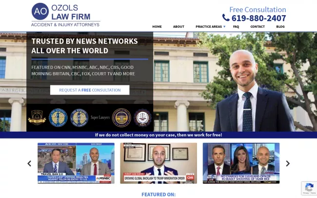 Screenshot of the Ozols Law Firm | Accident & Injury Attorneys Website