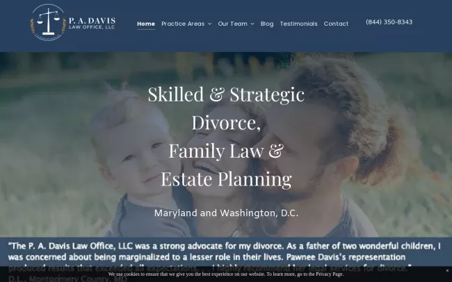 Screenshot of the P. A. Davis Law Office LLC (Washington, D.C.) Website