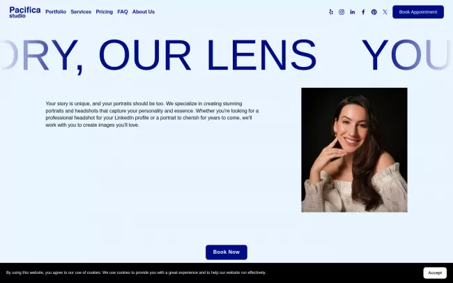 Screenshot of the Pacifica Studio Website