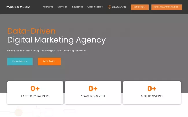 Screenshot of the Padula Media - Digital Marketing Website