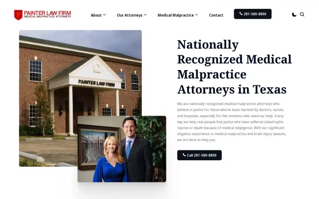 Screenshot of the Painter Law Firm Medical Malpractice Attorneys Website