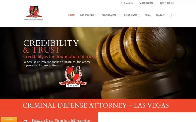 Screenshot of the Palazzo Law Firm - Louis Palazzo, Esq. Website