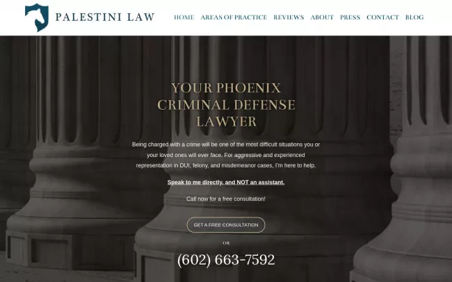Screenshot of the Palestini Law Website