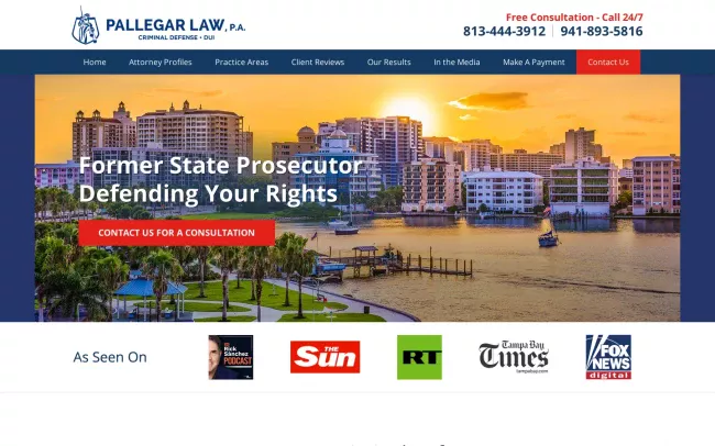 Screenshot of the Pallegar Law, P.A. Website