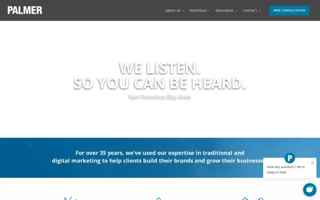 Screenshot of the Palmer Ad Agency Website