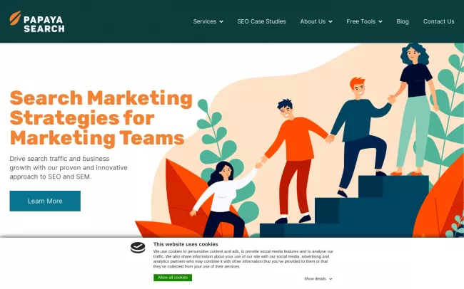Screenshot of the Papaya Search Website