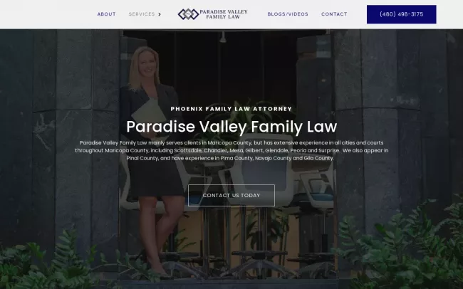 Screenshot of the Paradise Valley Family Law Website