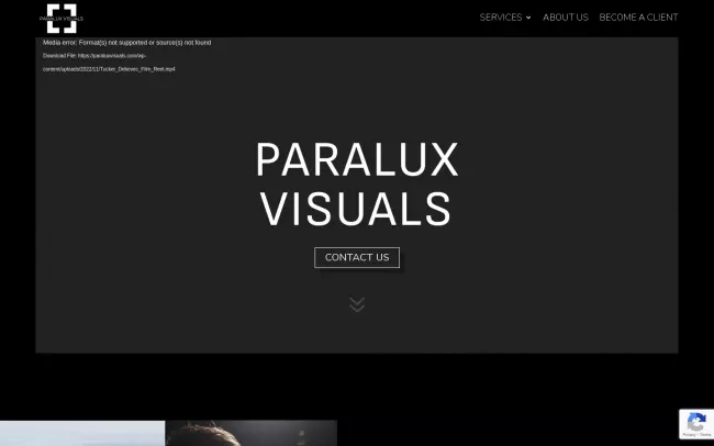 Screenshot of the Paralux Visuals Website