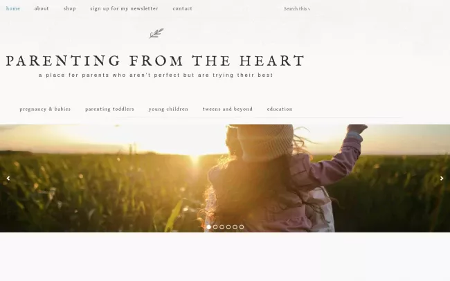 Screenshot of the Parenting From The Heart Blog