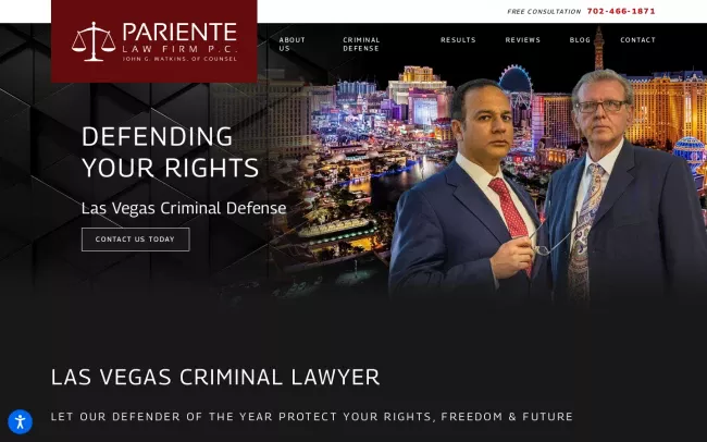 Screenshot of the Pariente Law Firm, P.C. Website