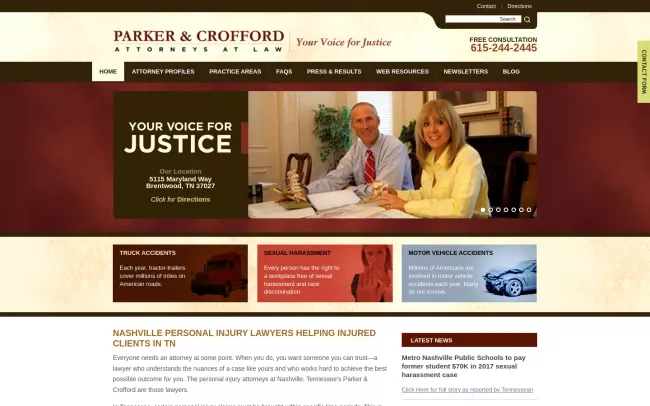 Screenshot of the Parker & Crofford: Crawford Stephen Website