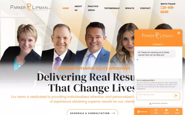 Screenshot of the Parker Lipman Website