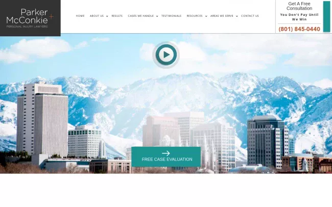 Screenshot of the Parker & McConkie Personal Injury Lawyers Website