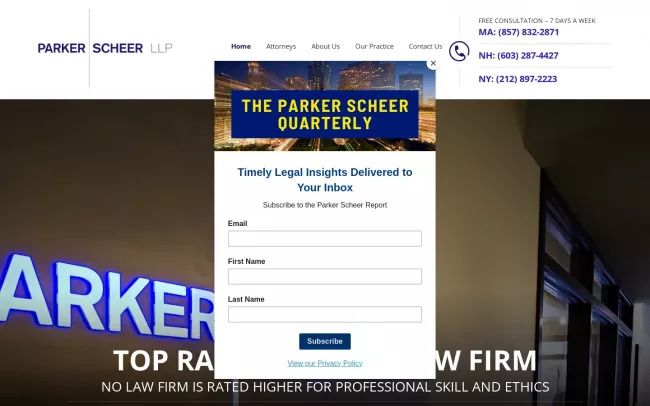 Screenshot of the Parker Scheer LLP Website