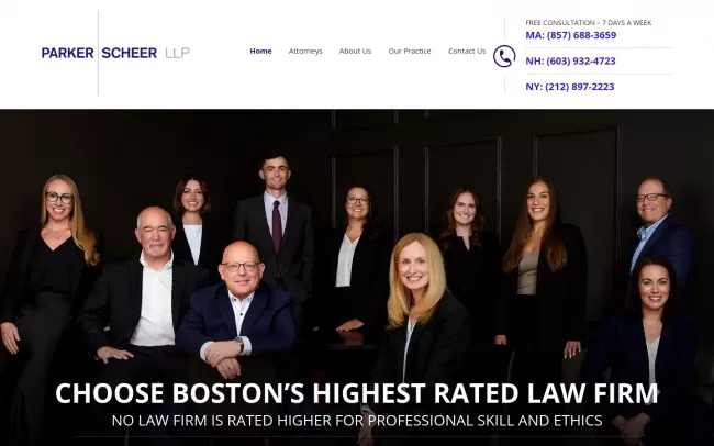 Screenshot of the Parker Scheer LLP Website