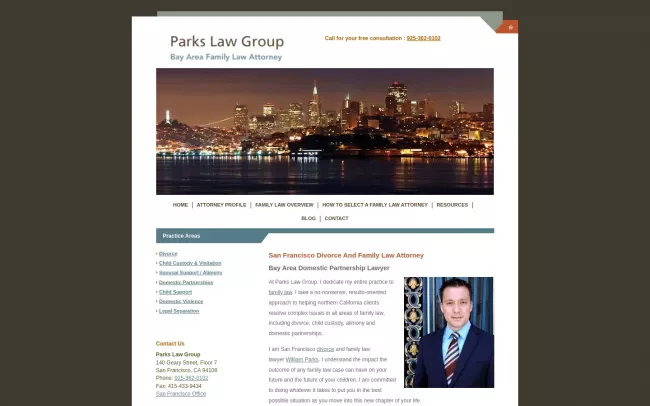 Screenshot of the Parks Law Group Website