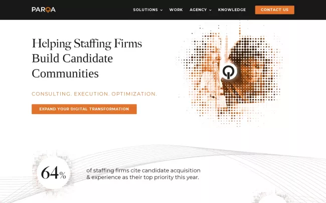 Screenshot of the Parqa Marketing Website