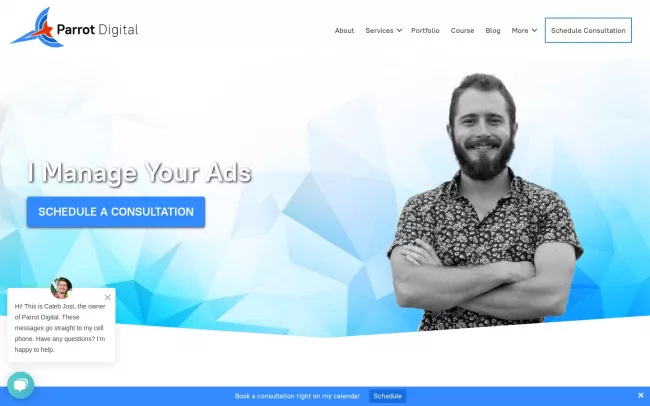 Screenshot of the Parrot Digital Website