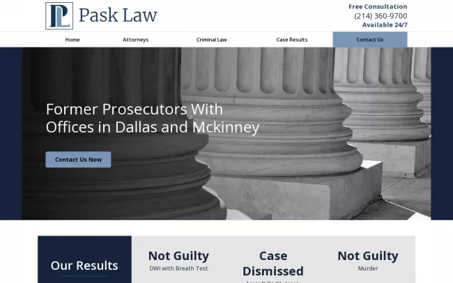 Screenshot of the Pask Law, PLLC Website