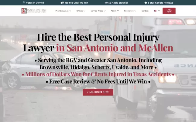 Screenshot of the Patino Law Firm Website