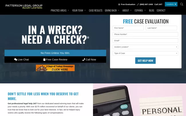 Screenshot of the Patterson Legal Group, L.C. Website