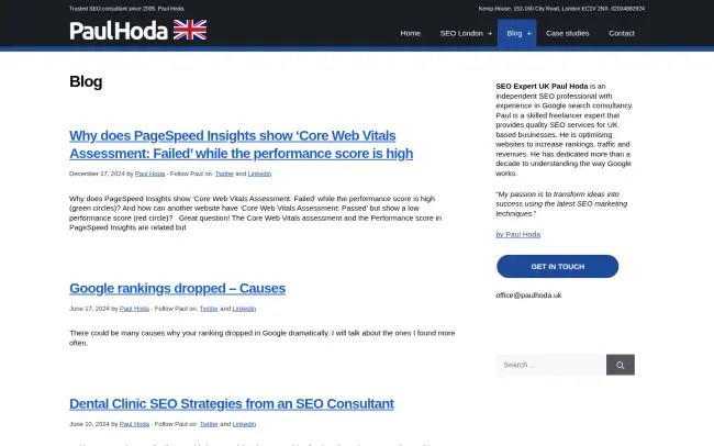 Screenshot of the Paul Hoda's SEO Blog