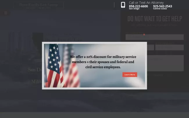 Screenshot of the San Diego Divorce Attorneys - Ryan Family Law Group Website