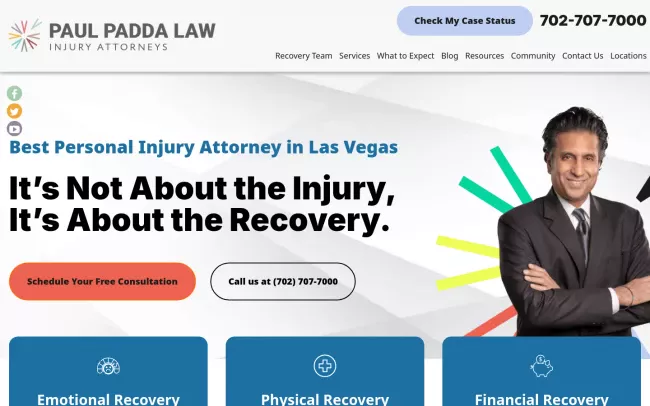 Screenshot of the Paul Padda Law Website