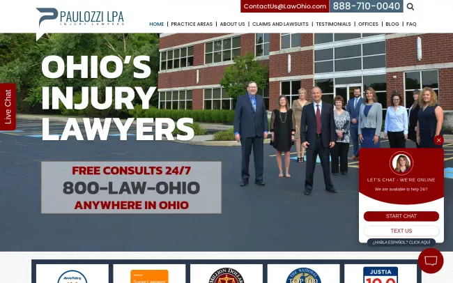Screenshot of the Paulozzi LPA Injury Lawyers Website
