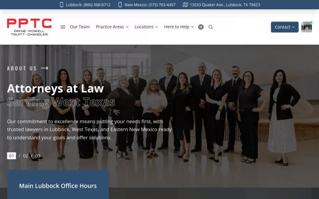 Screenshot of the Payne Powell Truitt and Chandler | Lubbock Criminal Defense, Family Law, Civil Litigation Website